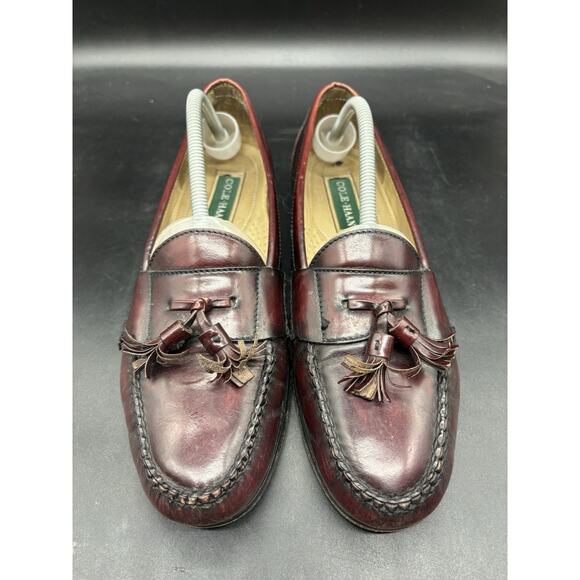 Cole Haan Shoes Mens 10.5 Red Leather Tassel Loafers Dress Moc Toe Vintage main image 5